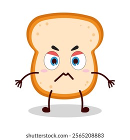 cute irritated expression of bread cartoon character
