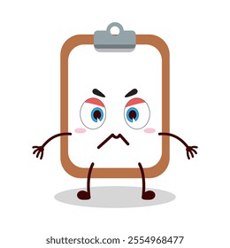 cute irritated expression of clipboard cartoon character