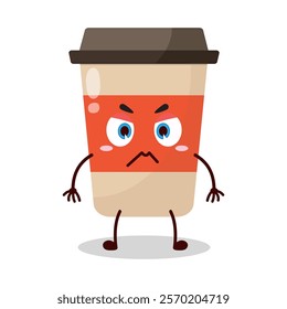cute irritated expression of coffee cup cartoon character
