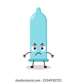cute irritated expression of condom character