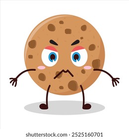 Cute irritated expression of cookies cartoon character