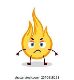 cute irritated expression of fire cartoon character
