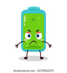 cute irritated expression of full battery cartoon character
