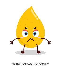 cute irritated expression of gold drop cartoon character