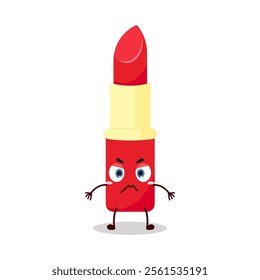 cute irritated expression of lipstick cartoon character
