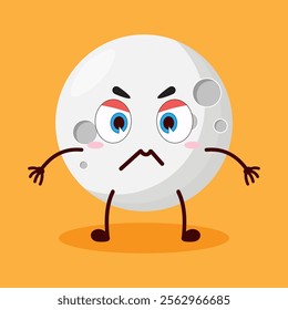 cute irritated expression of moon cartoon character
