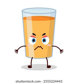 cute irritated expression of orange juice cartoon character