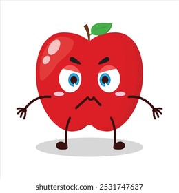 Linda expresión irritada de personaje de dibujos animados de manzana roja