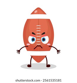 cute irritated expression of rugby ball cartoon character
