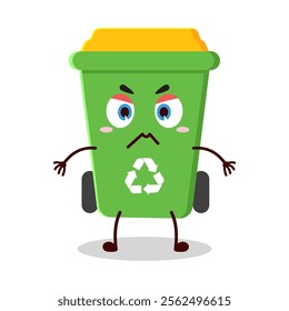 cute irritated expression of trash bin cartoon character
