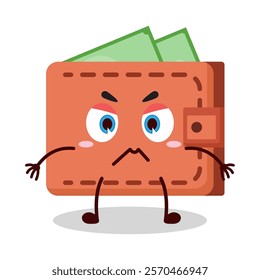 cute irritated expression of wallet cartoon character
