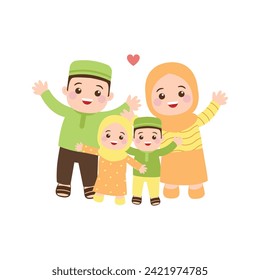 Cute Islamic family celebrate Eid Mubarak