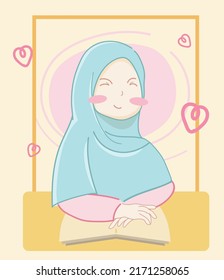 Cute islamic hijab girl concept illustration