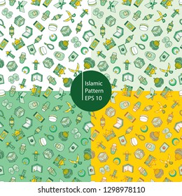 cute islamic icons seamless pattern