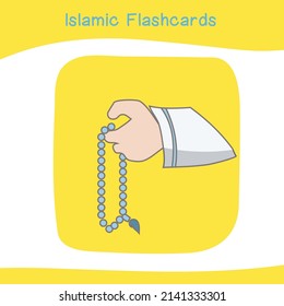 Tarjetas de flash de imagen islámicas bonitas. Colecciones islámicas de tarjetas flash. Coloridas tarjetas flash imprimibles para tarjetas de juegos de educación preescolar. Ilustración vectorial.