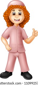 cute islamicman cartoon standing with smile and thumb up