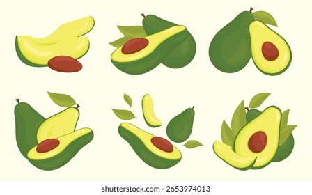 Cute Isolated Avocado Cartoon Vector Illustration