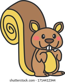 Cute isolated cartoon brown squirrel in vector