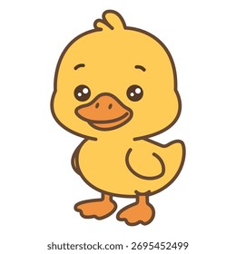 Cute isolated cartoon colored Duck. Good for books, prints, stickers, educational materials, goods for kids