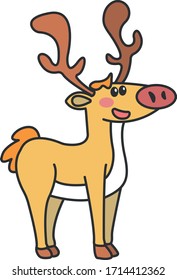 Cute isolated cartoon deer in vector