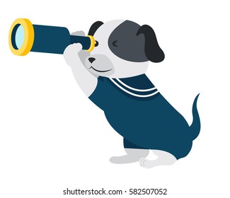 Cute Isolated Character Illustration For Kids - Sailor Dog