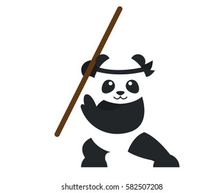 Cute Isolated Character Illustration For Kids - Panda Fighter