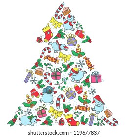 Cute isolated Christmas tree shape