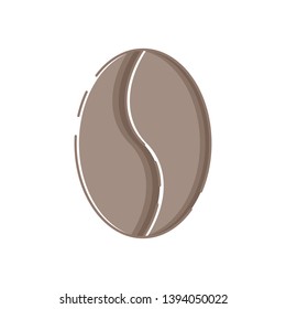 Cute isolated coffee bean. Sticker, patch, badge, pin or tattoo. White background. Flat linear style illustration. Vector.