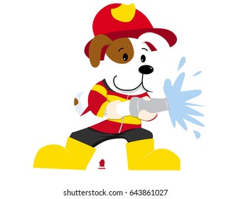 Cute Isolated Dog Illustration Suitable for Education, Card, T-Shirt, Social Media, Print, Book, Stickers, and Any Other Kids Related Activities - Firefighter