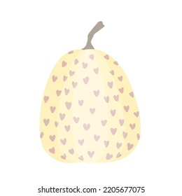 Cute isolated doodle pumpkin with doodle ornament. Flat vector illustartion. Halloween or Thankgiving day symbol