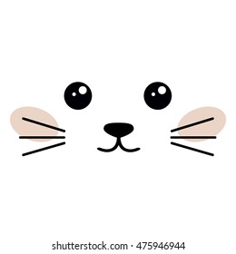 Cute isolated face. Cartoon animal