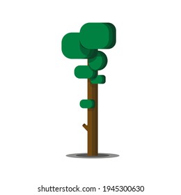 Cute isolated green tree. White background. Flat style illustration.