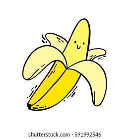 Cute Isolated Hand Drawn Doodle Illustration Of Banana