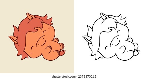 Cute Isolated Horse Clipart Illustration and Black and White. Funny Isolated Farm Animal. Isolated Vector Illustration of a Kawaii Baby Animal for Prints for Clothes, Stickers, Baby Shower. 