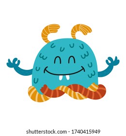 Monstruo aislado lindo en un fondo blanco. Diseño infantil para invitación de cumpleaños, afiche, ropa, arte en la pared infantil y tarjeta.