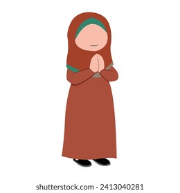 cute isolated muslim characer. chibi style character design.