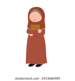 cute isolated muslim characer. chibi style character design.