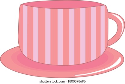 Cute isolated pink mug. Vector 10.