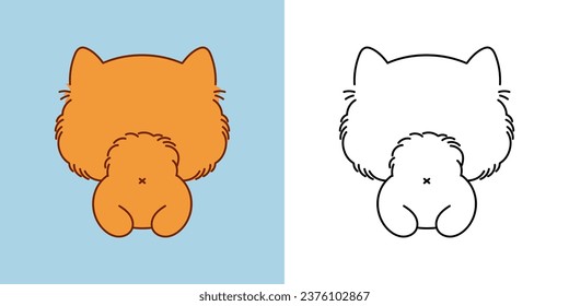 Cute Isolated Pomeranian Spitz Clipart Illustration and Black and White. Funny Isolated Dog. Isolated Vector Illustration of a Kawaii Animal for Prints for Clothes, Stickers, Baby Shower. 