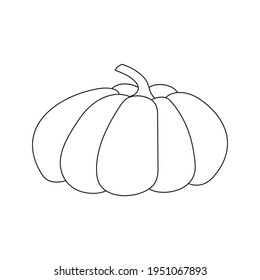 Calabaza aislada, muy fina. Elemento blanco y negro para colorear páginas. Fondo blanco. Ilustración de estilo plano.