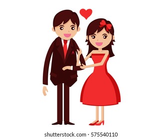 Cute Isolated Romantic Couple Illustration, Suitable for Invitation, Web Banner, Social Media, and Other Valentine Related Occasion