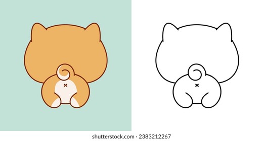 Cute Isolated Shiba Inu Dog Clipart Illustration and Black and White. Funny Isolated Puppy. Isolated Vector Illustration of a Kawaii Pet for Prints for Clothes, Stickers, Baby Shower. 