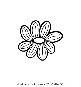 Cute einzelne Blütenelement im Doodle-Stil für verschiedene Dekorationen, Postkarten, Aufkleber.