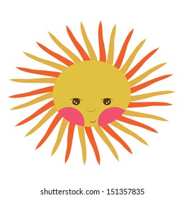 Cute isolated sun on white background