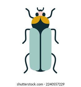 Cute isolated symmetrical flat bug in art deco style. Vector insect for print on clothes