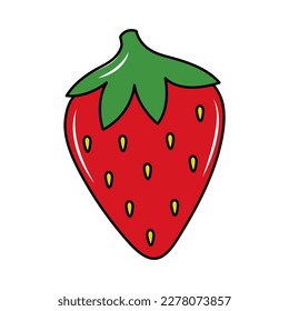 Cute isolated vector doodle hand drawn color illustration of Strawberry.