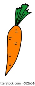 Cute isolated vector doodle hand drawn color illustration of carrot.