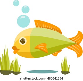 Cute Isolated Vector Fish Cartoon