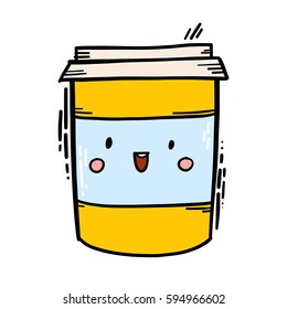 Cute isolated vector illustration of coffee to go cup
