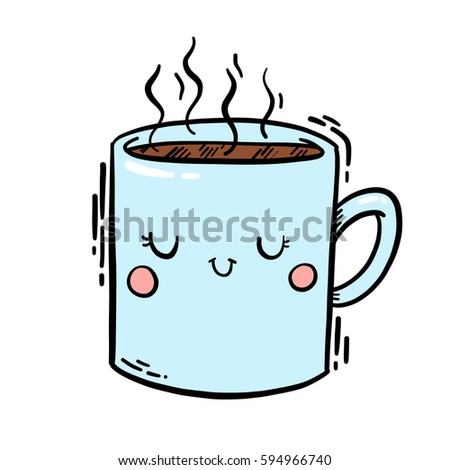 Cute isolated vector illustration of cup of hot tea or coffee.